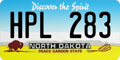 ND license plate HPL283