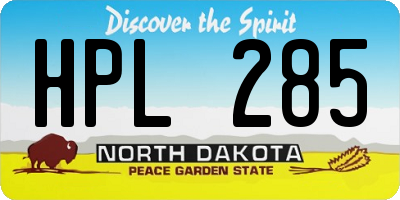 ND license plate HPL285