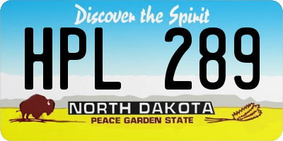 ND license plate HPL289