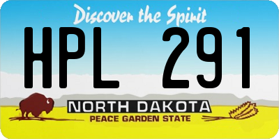ND license plate HPL291