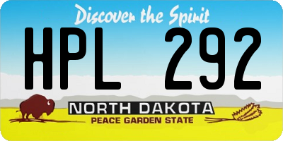 ND license plate HPL292