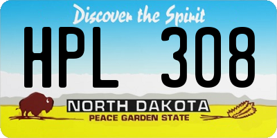 ND license plate HPL308