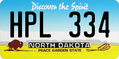 ND license plate HPL334
