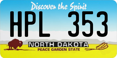 ND license plate HPL353