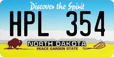 ND license plate HPL354