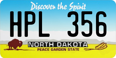 ND license plate HPL356