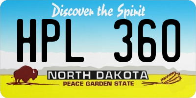 ND license plate HPL360