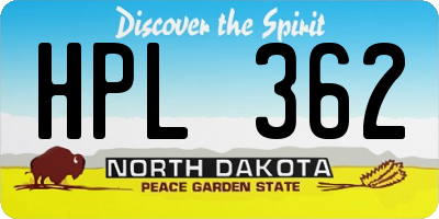 ND license plate HPL362