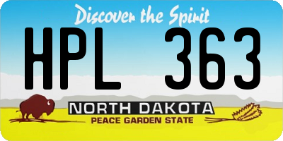 ND license plate HPL363