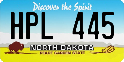 ND license plate HPL445