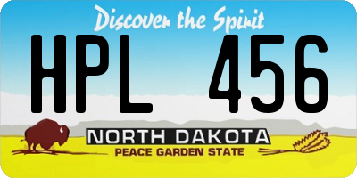 ND license plate HPL456