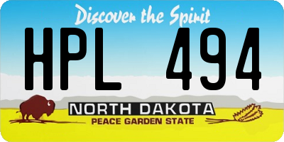 ND license plate HPL494