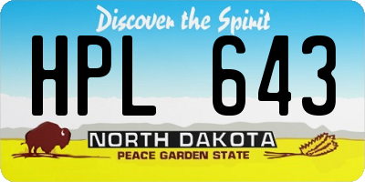 ND license plate HPL643