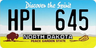 ND license plate HPL645