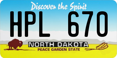 ND license plate HPL670