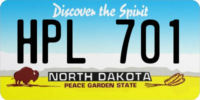 ND license plate HPL701