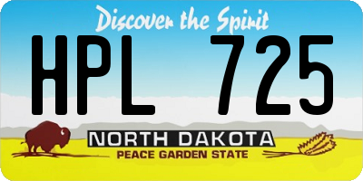 ND license plate HPL725