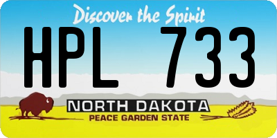 ND license plate HPL733