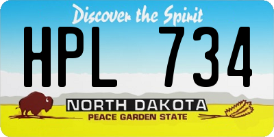 ND license plate HPL734