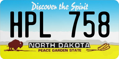 ND license plate HPL758
