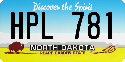 ND license plate HPL781