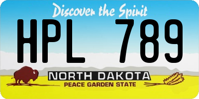 ND license plate HPL789