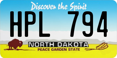 ND license plate HPL794