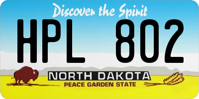 ND license plate HPL802