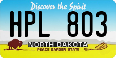 ND license plate HPL803