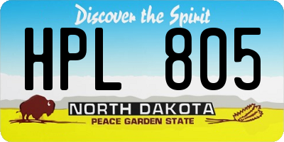 ND license plate HPL805