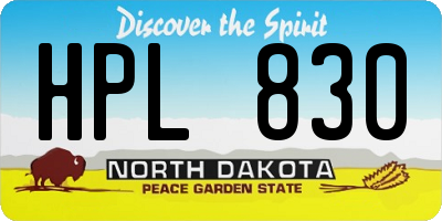 ND license plate HPL830