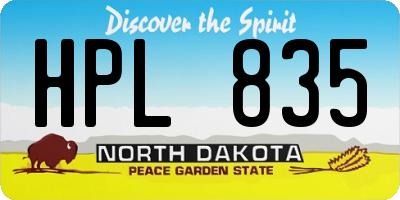 ND license plate HPL835