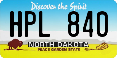 ND license plate HPL840