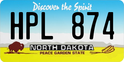 ND license plate HPL874