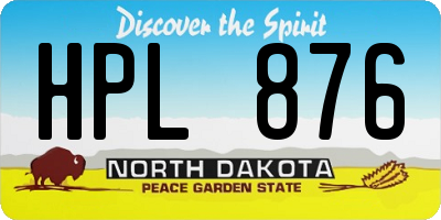 ND license plate HPL876