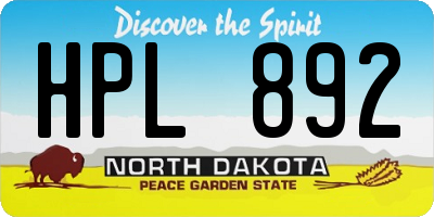 ND license plate HPL892