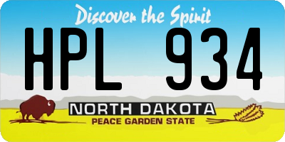 ND license plate HPL934