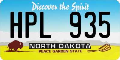 ND license plate HPL935