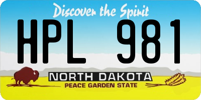 ND license plate HPL981