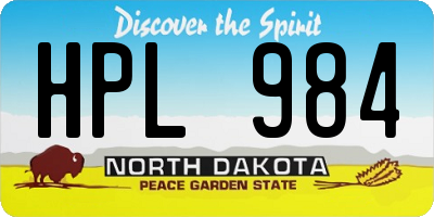 ND license plate HPL984