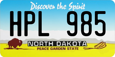 ND license plate HPL985