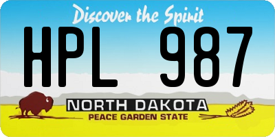 ND license plate HPL987