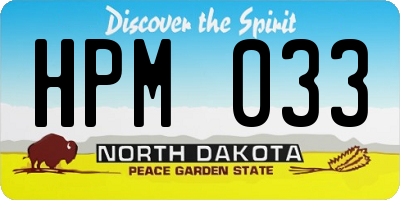ND license plate HPM033