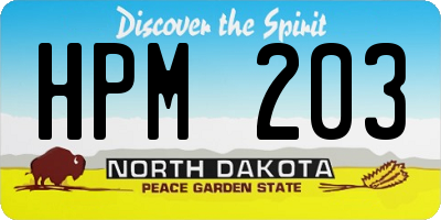 ND license plate HPM203