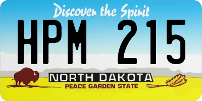 ND license plate HPM215