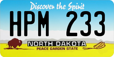 ND license plate HPM233