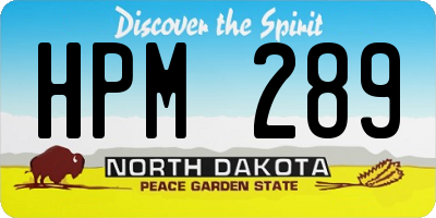 ND license plate HPM289
