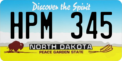 ND license plate HPM345