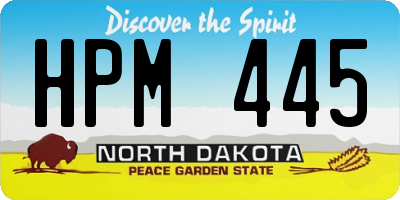 ND license plate HPM445