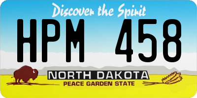 ND license plate HPM458